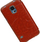 EasyBook type de cas pour Galaxy Mini S5 G800F marron