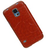 EasyBook type de cas pour Galaxy Mini S5 G800F marron