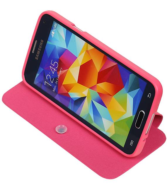 Caso Tipo EasyBook para Galaxy S5 G800F Mini rosa