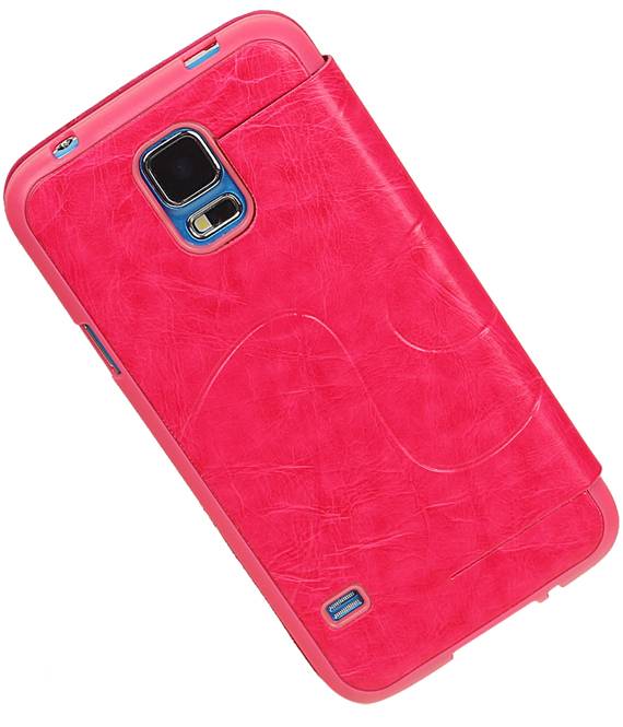 Caso Tipo EasyBook para Galaxy S5 G800F Mini rosa