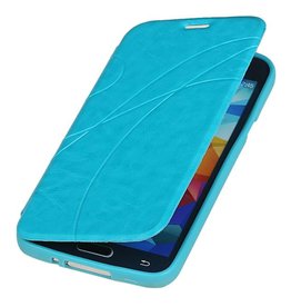 Caso Tipo EasyBook para Galaxy Mini S5 G800F turquesa