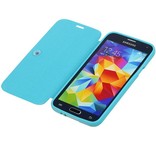 Caso Tipo EasyBook para Galaxy Mini S5 G800F turquesa