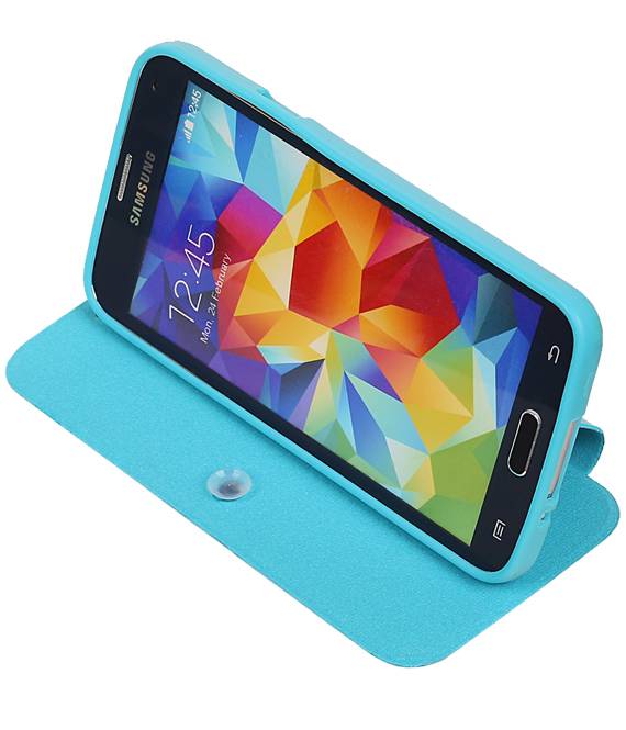 Caso Tipo EasyBook para Galaxy Mini S5 G800F turquesa