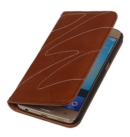 Lavado Funda carpeta de cuero para Huawei P8 Brown