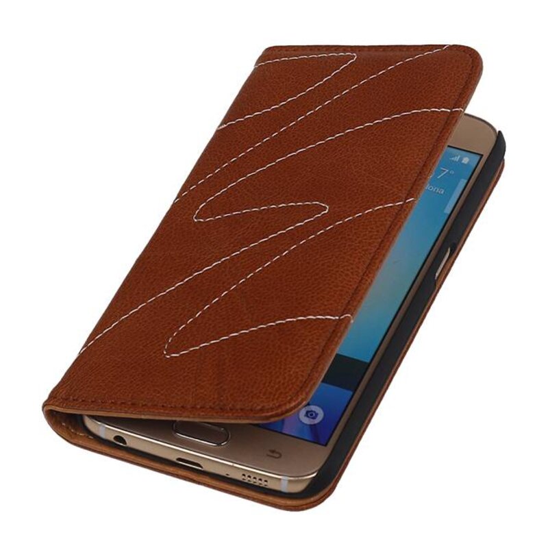 Washed Leer Map Hoes voor Huawei P8 Bruin