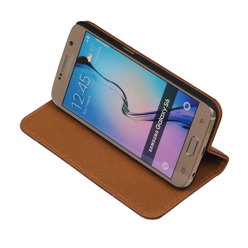 Washed Leer Map Hoes voor Huawei P8 Bruin