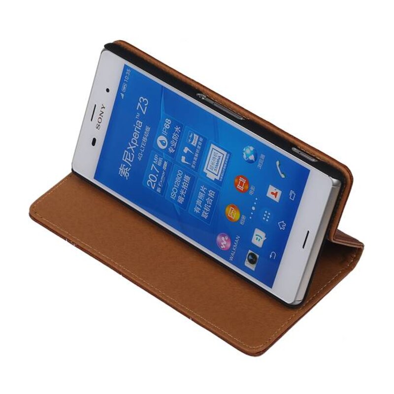 Vasket læderkort tilfældet til Xperia Z3 Brown