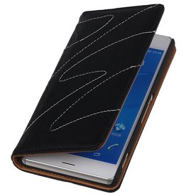 Etui Map en Cuir Lavé pour Xperia Z3 Noir