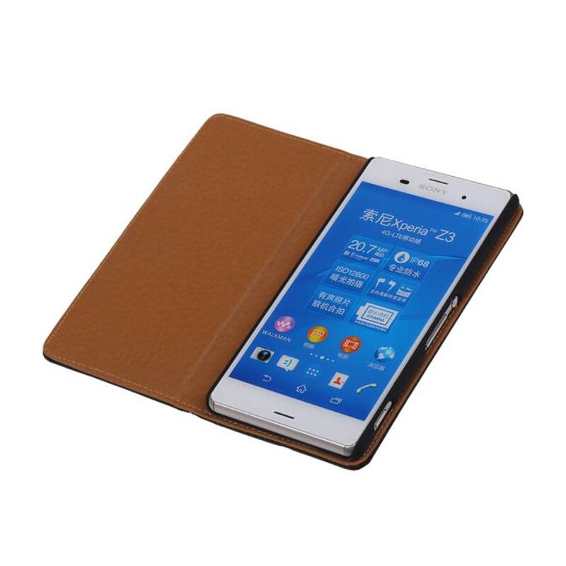 Washed Leather Map Case for Xperia Z3 Black