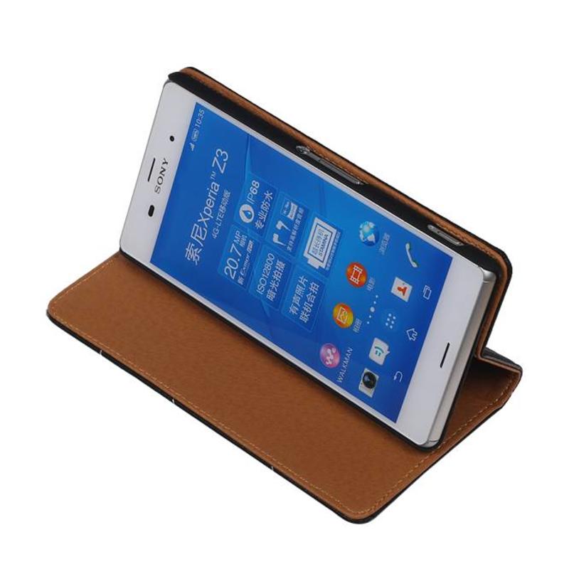 Washed Leather Map Case for Xperia Z3 Black