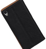 Funda de cuero lavado Mapa para Xperia Z3 Negro