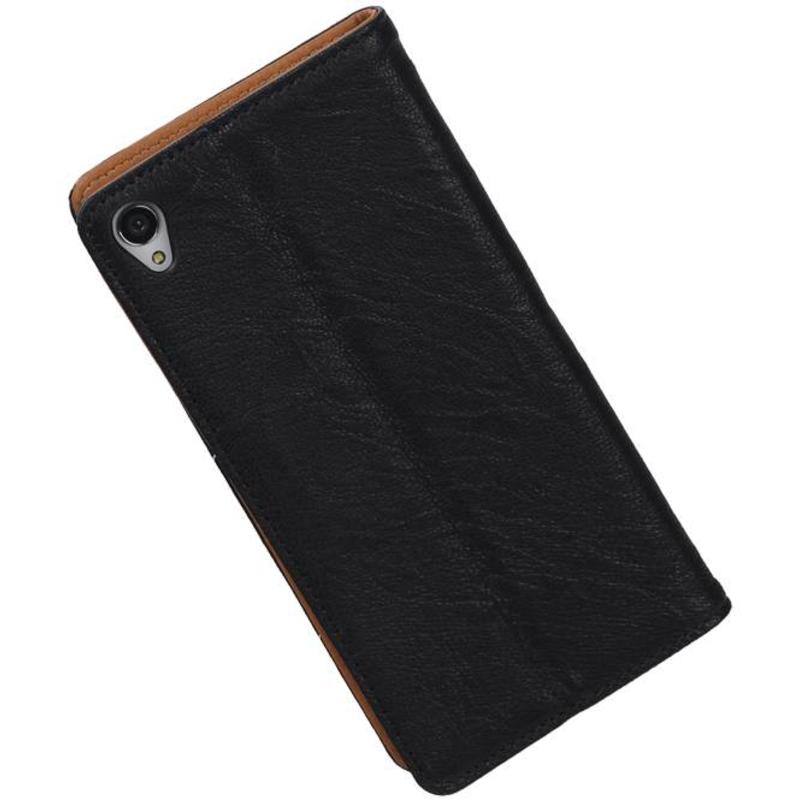 Washed Leather Map Case for Xperia Z3 Black