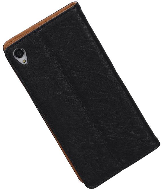 Funda de cuero lavado Mapa para Xperia Z3 Negro