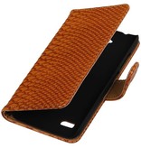 Snake Book Style Taske til Huawei Ascend Y560 / Y5 Brown