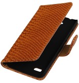 Snake Bookstyle Case for Huawei Ascend Y560 / Y5 Brown