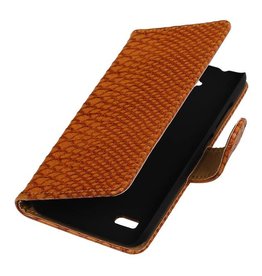 Snake Bookstyle Case for Huawei Ascend Y560 / Y5 Brown