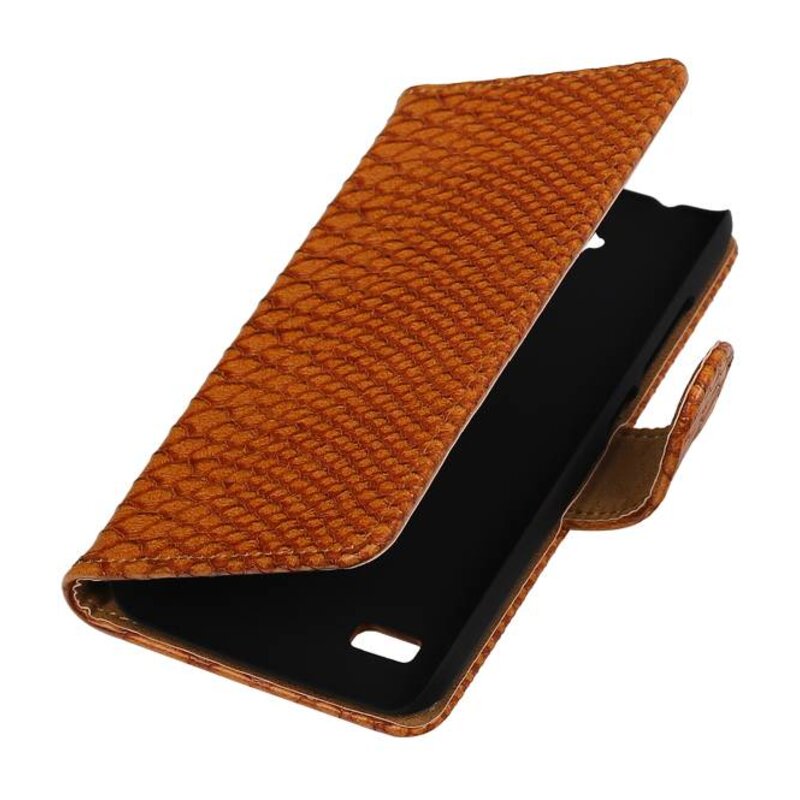 Snake cassa di libro di stile per Huawei Ascend Y560 / Y5 Brown