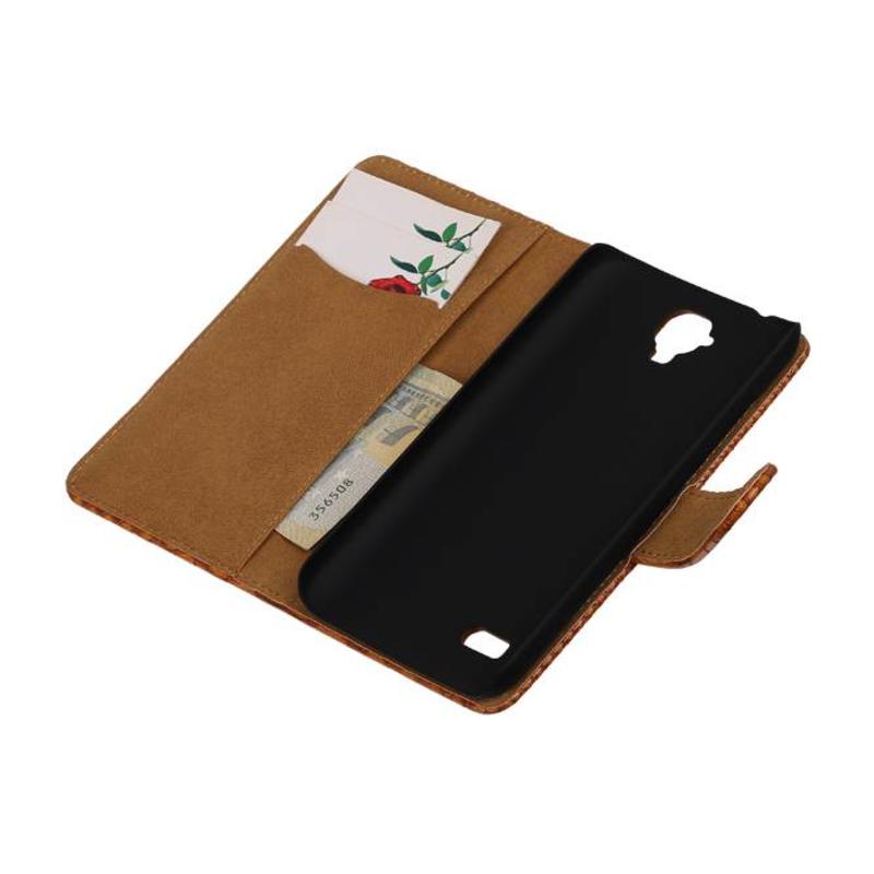 Snake cassa di libro di stile per Huawei Ascend Y560 / Y5 Brown