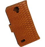 Snake cassa di libro di stile per Huawei Ascend Y560 / Y5 Brown