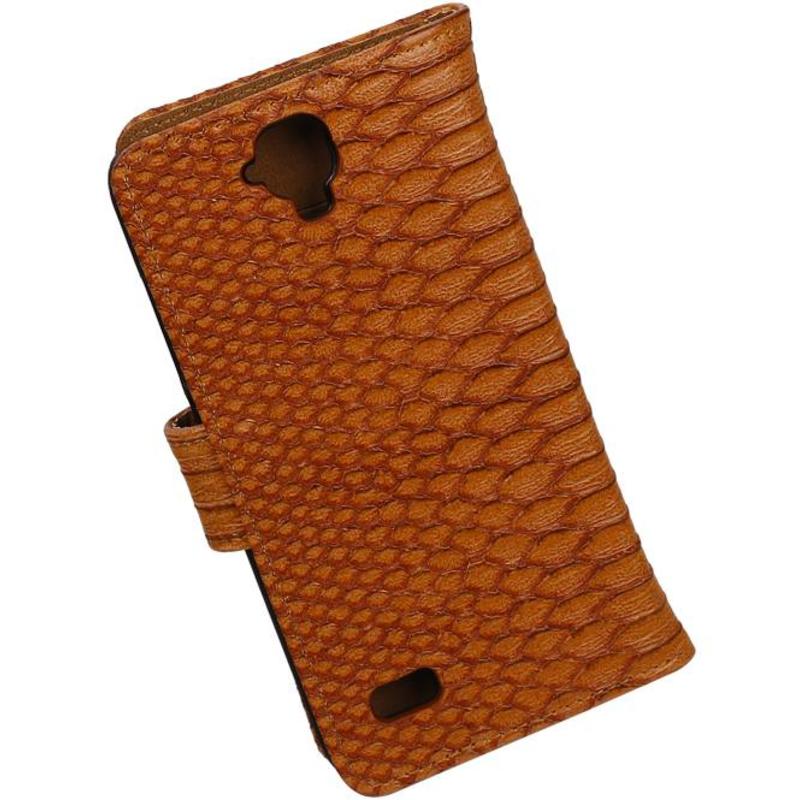 Snake cassa di libro di stile per Huawei Ascend Y560 / Y5 Brown