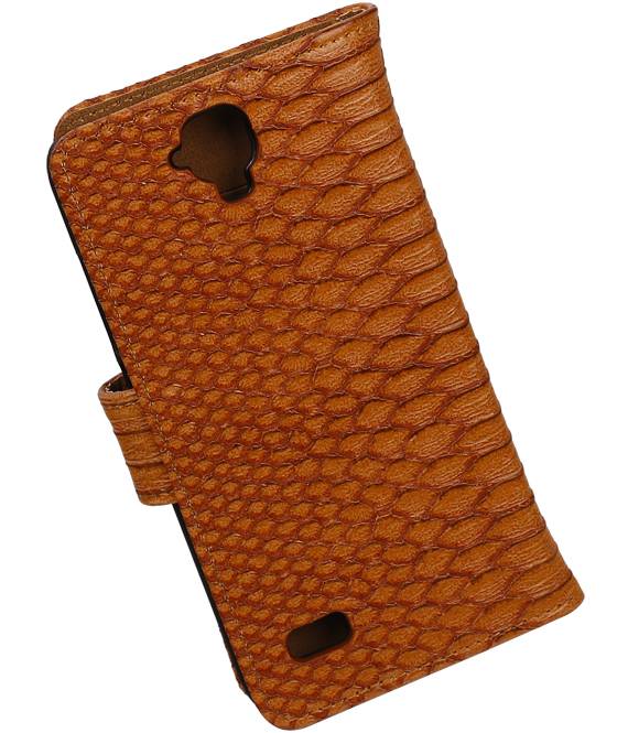 Snake Bookstyle Hoes voor Huawei Ascend Y560 / Y5 Bruin