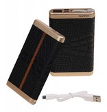 Powerbank D610 med indbygget iPhone-kabel 6000mAh Sort