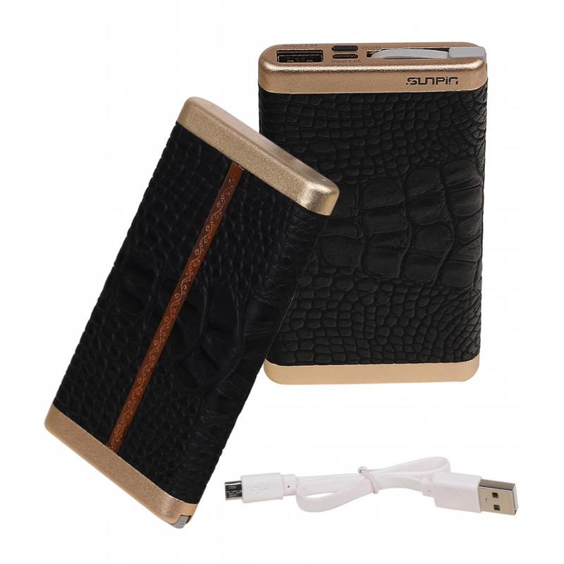 Powerbank D610 mit integriertem iPhone-Kabel, 6000 mAh, Schwarz