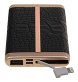 Batterie externe D610 avec câble iPhone intégré, 6000 mAh, noire