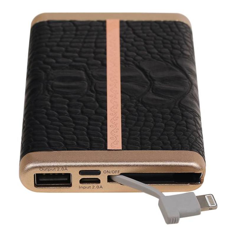 Banco D610 de alimentación con cable integrado iPhone 6000mAh Negro