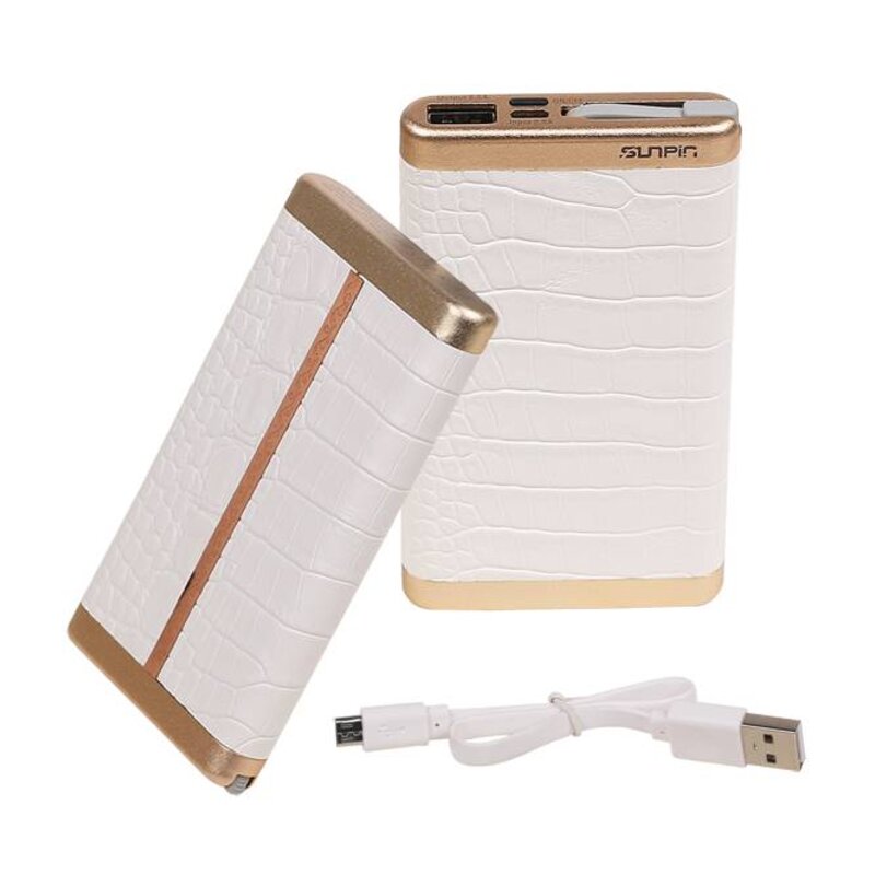 Power Bank D610 met ingebouwd iPhone kabel 6000mAh Wit