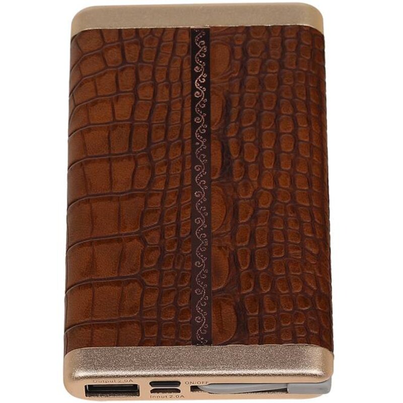 Power Bank D610 met ingebouwd iPhone kabel 6000mAh Bruin