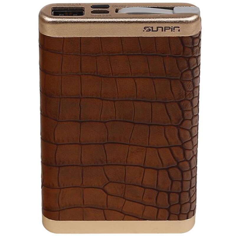 Power Bank D610 met ingebouwd iPhone kabel 6000mAh Bruin