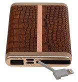 Power Bank D610 met ingebouwd iPhone kabel 6000mAh Bruin