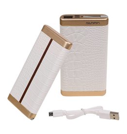 Powerbank D810 med indbygget iPhone-kabel 10000mAh Hvid