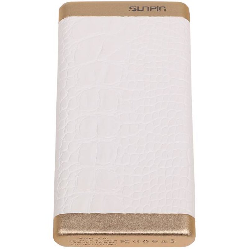 Batterie externe D810 avec câble iPhone intégré, 10 000 mAh, blanche