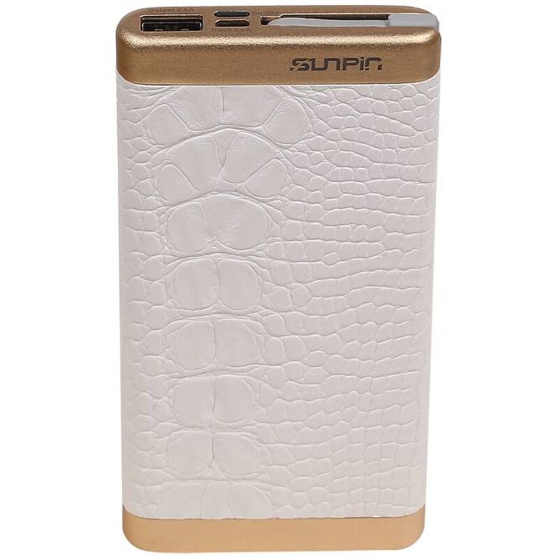 Powerbank D810 med indbygget iPhone-kabel 10000mAh Hvid