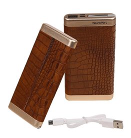 Power Bank D810 med integreret iPhone kabel 10000mAh Brown