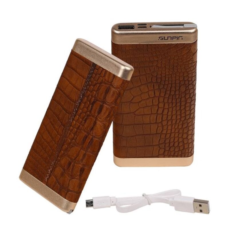 Power Bank D810 met ingebouwd iPhone kabel 10000mAh Bruin
