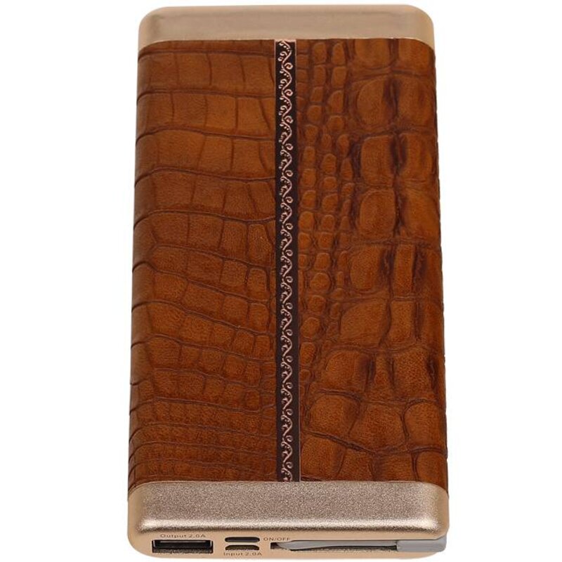 Power Bank D810 met ingebouwd iPhone kabel 10000mAh Bruin