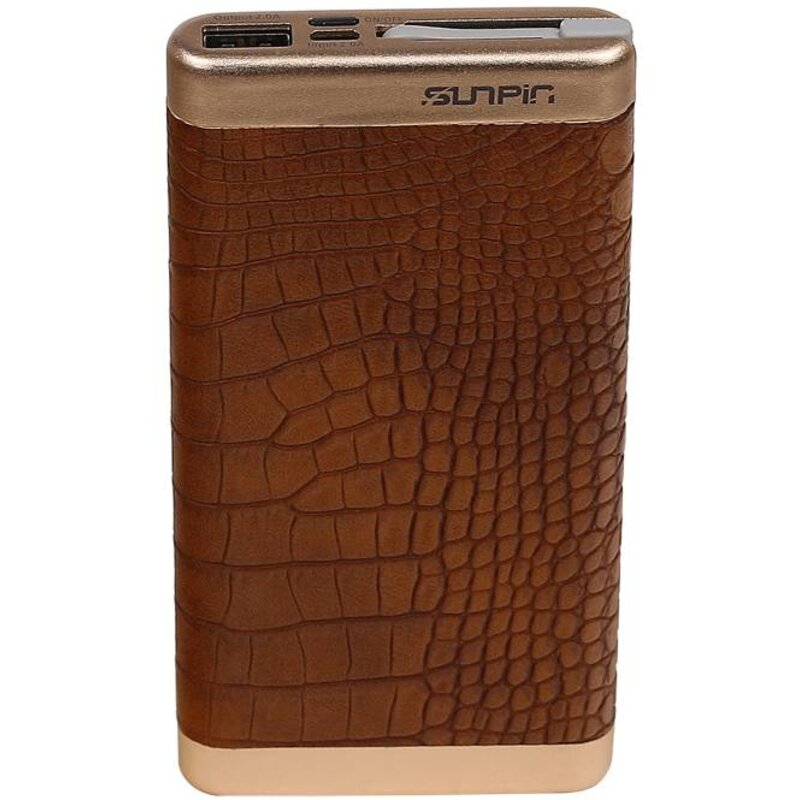 Power Bank D810 met ingebouwd iPhone kabel 10000mAh Bruin