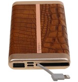 Power Bank D810 met ingebouwd iPhone kabel 10000mAh Bruin