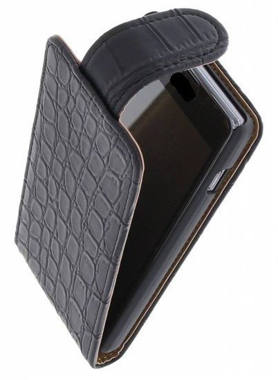 Classique Croco Flip pour Galaxy S5 G900F Noir