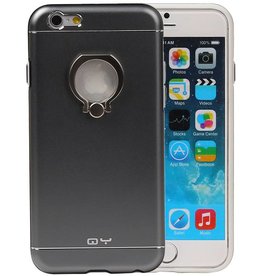 Sostenedor de la caja de aluminio QY Anillo para iPhone 6 Plus Gris