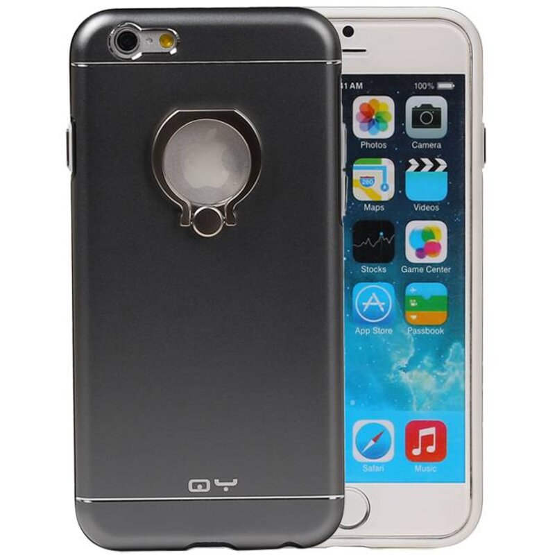 QY Ring Holder Aluminium Case for iPhone 6 Plus Grey