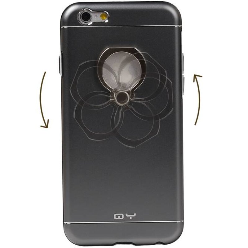 Sostenedor de la caja de aluminio QY Anillo para iPhone 6 Plus Gris