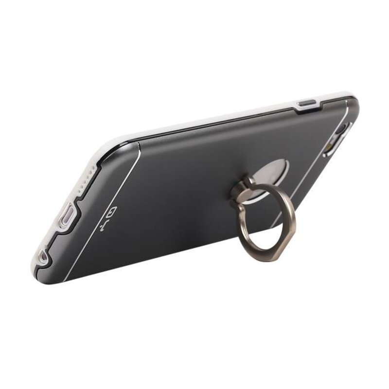Sostenedor de la caja de aluminio QY Anillo para iPhone 6 Plus Gris