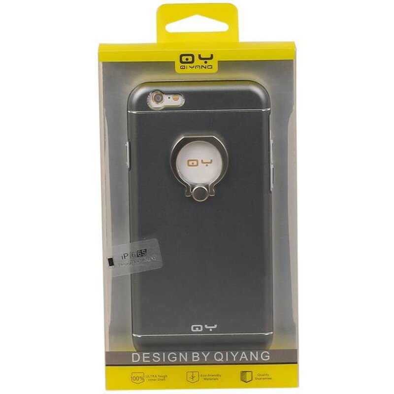 Supporto della cassa di alluminio QY Ring per iPhone 6 Plus Grey