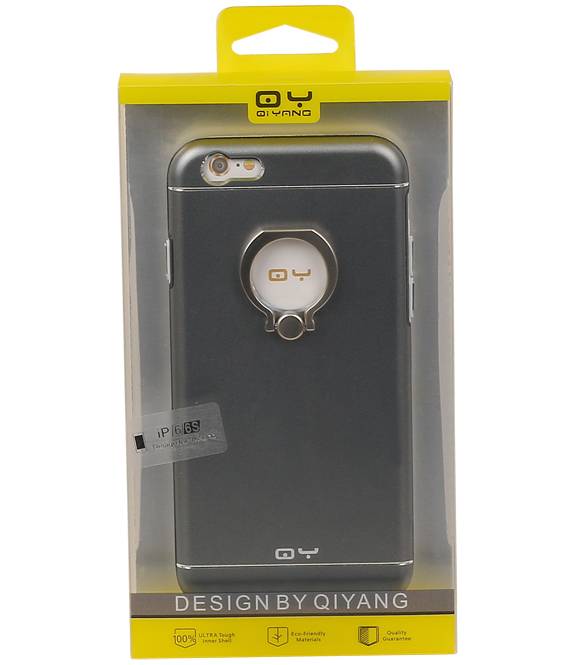 QY Ring Holder Aluminum Cover for iPhone 6 Plus Gray
