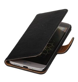 Case Lavé livre en cuir de style pour LG G5 Noir