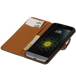 Washed Leather Bookstyle Case for LG G5 Black